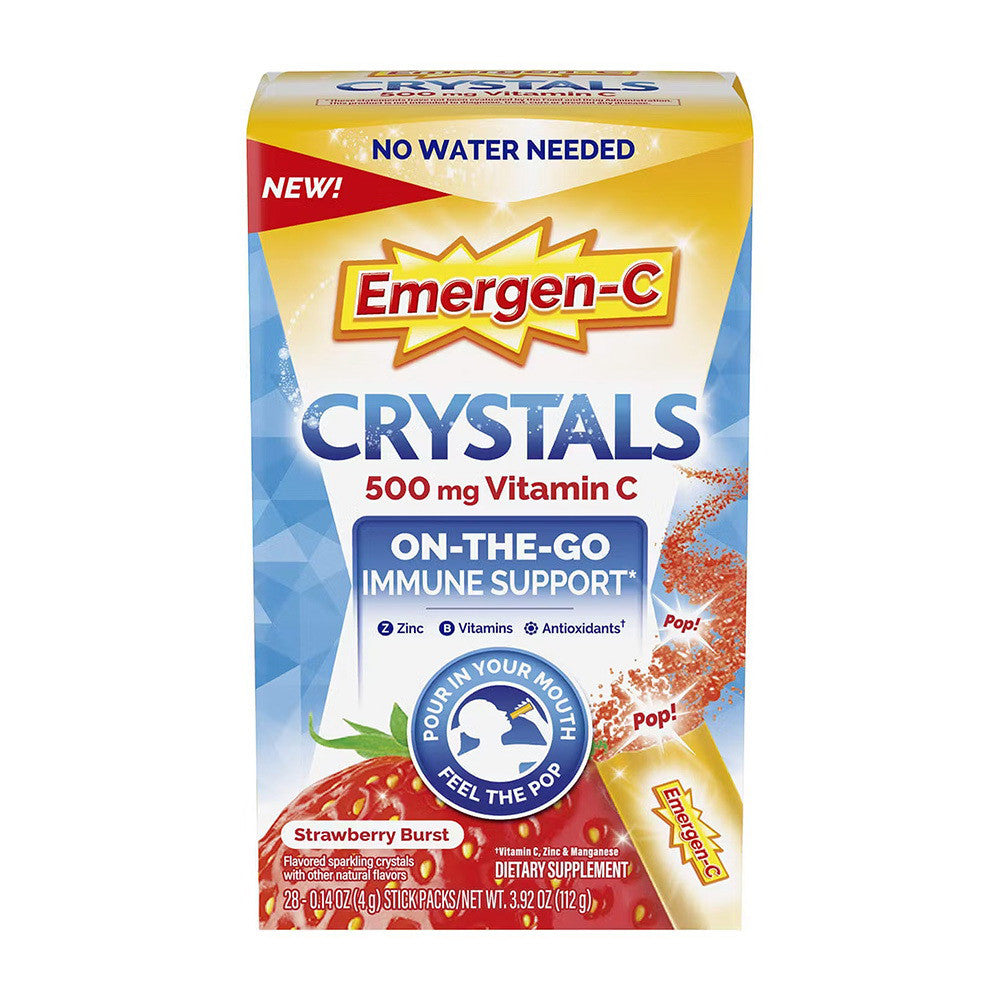 Emergen C Crystals 500 Mg Vitamin C, Strawberry Burst, 28 Ea